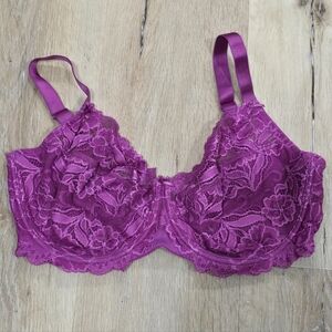Magenta Lightly Lined Lace Underwire Bra 34F